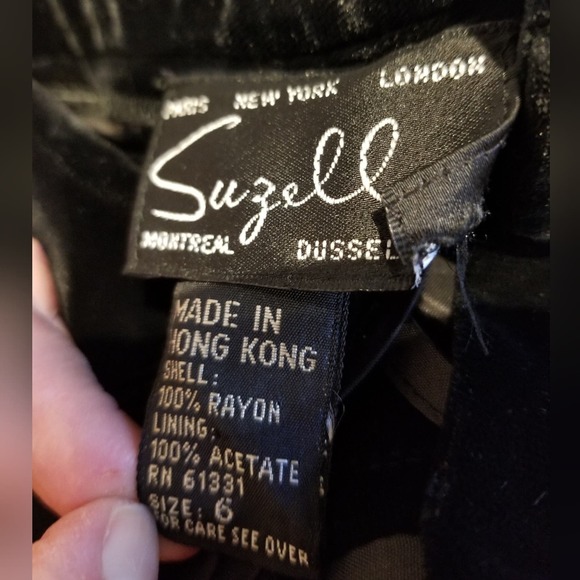 Vintage 90's Black Velvet Dress Pants High Waist Belt Loops Lined Size 6 - Picture 3 of 15